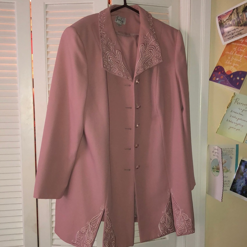 Vintage rose color aline two piece shirt suit size 16